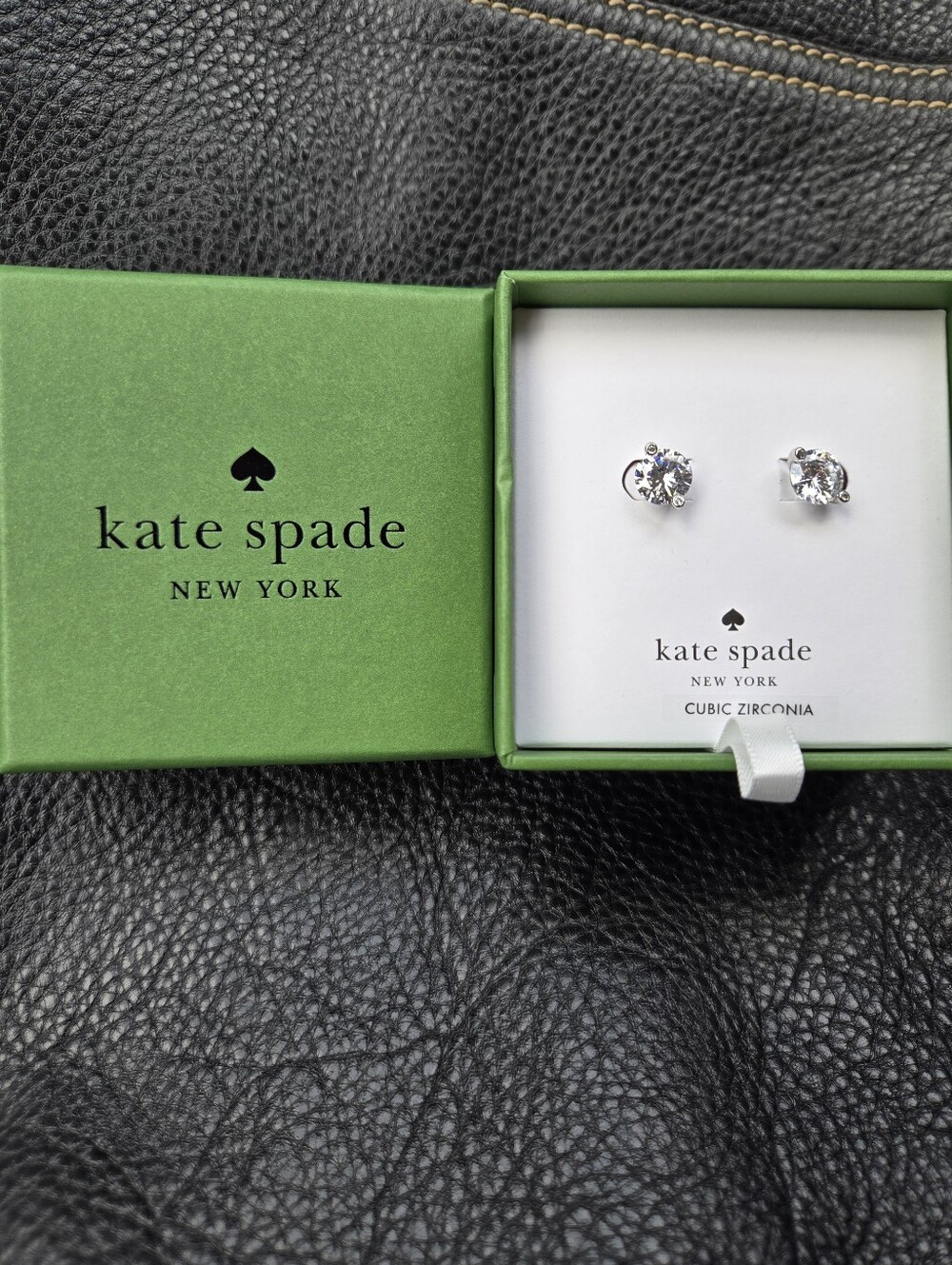 kate spade Clear Crystal Stud Earrings in Silver Tone NWT